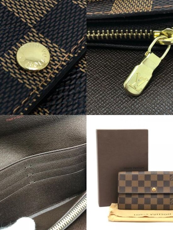 Louis Vuitton Long Wallet Portefeuille Sarah Damier Canvas Ebene Brown - Picture 9 of 9